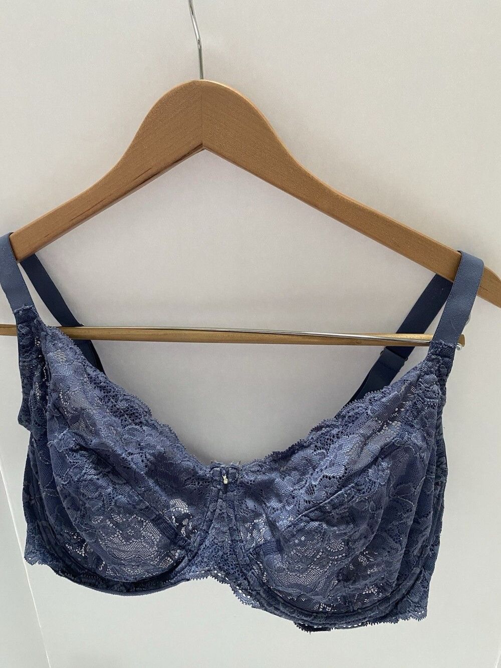 Montelle Intimates Muse Full Cup Lace Bra 40F Blue Unlined Underwire #9324